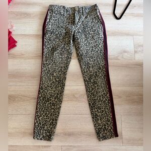 Sanctuary Leopard Print Standard Surplus Side Tuxedo Stripe Skinny Pant